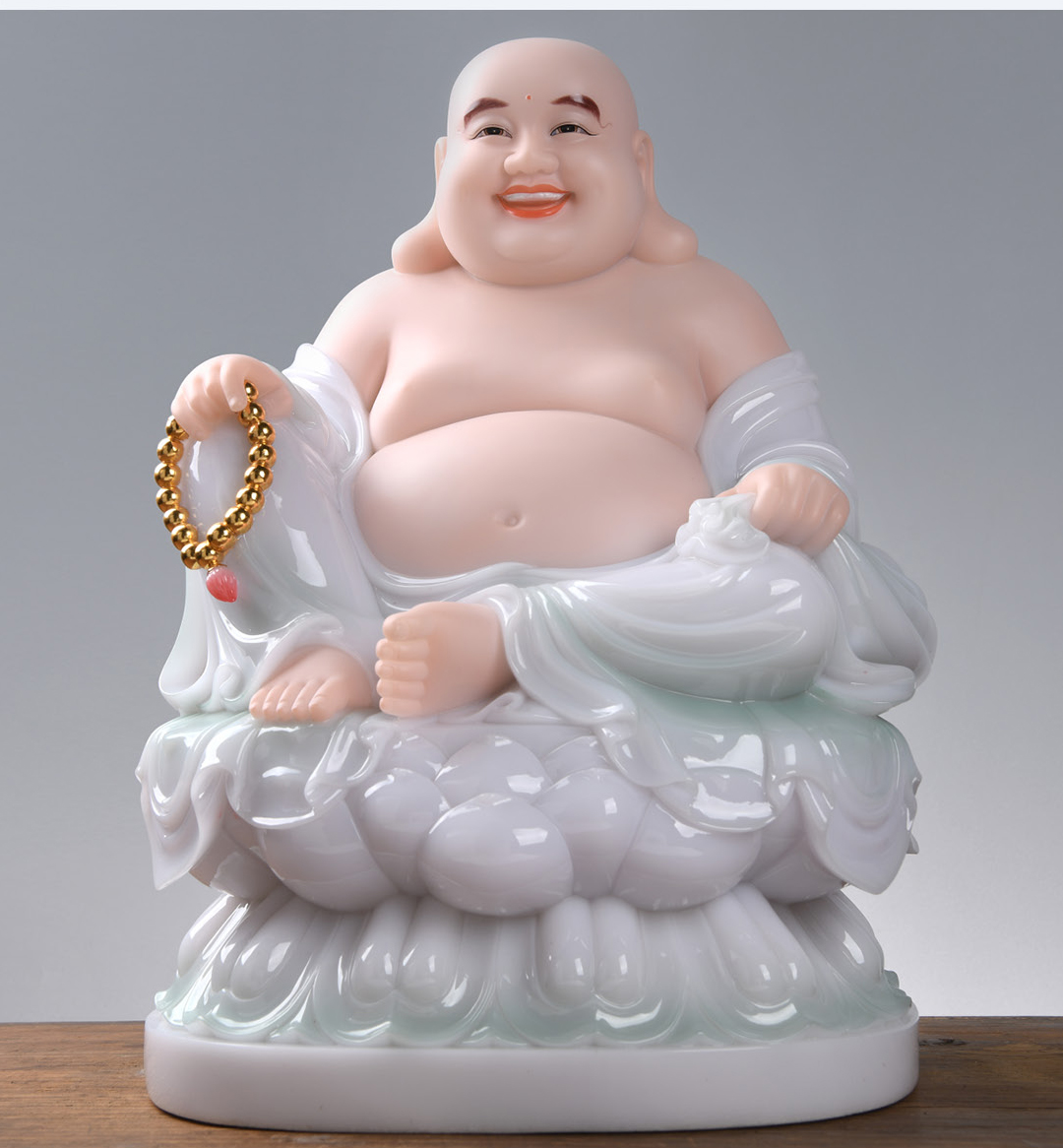益心阁大肚弥勒佛佛像供奉家用汉白玉工艺品玉石摆件客厅招财笑佛像12