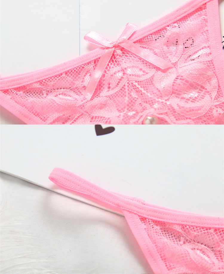 大珍珠内裤女士性憾按摩私处丁字裤性感一根线串珠性惑女火辣 2143红