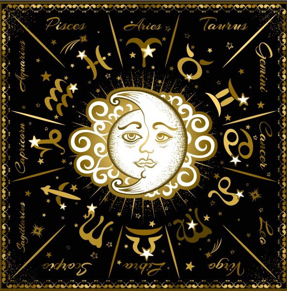 日月同心塔罗牌桌布占星卜卦魔法阵布艺星座生肖星盘仪