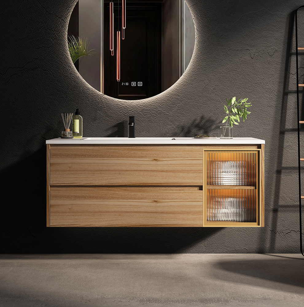 色浴室柜组合卫生间洗漱台实木现代简约洗脸池洗手台盆柜台面尺寸定制