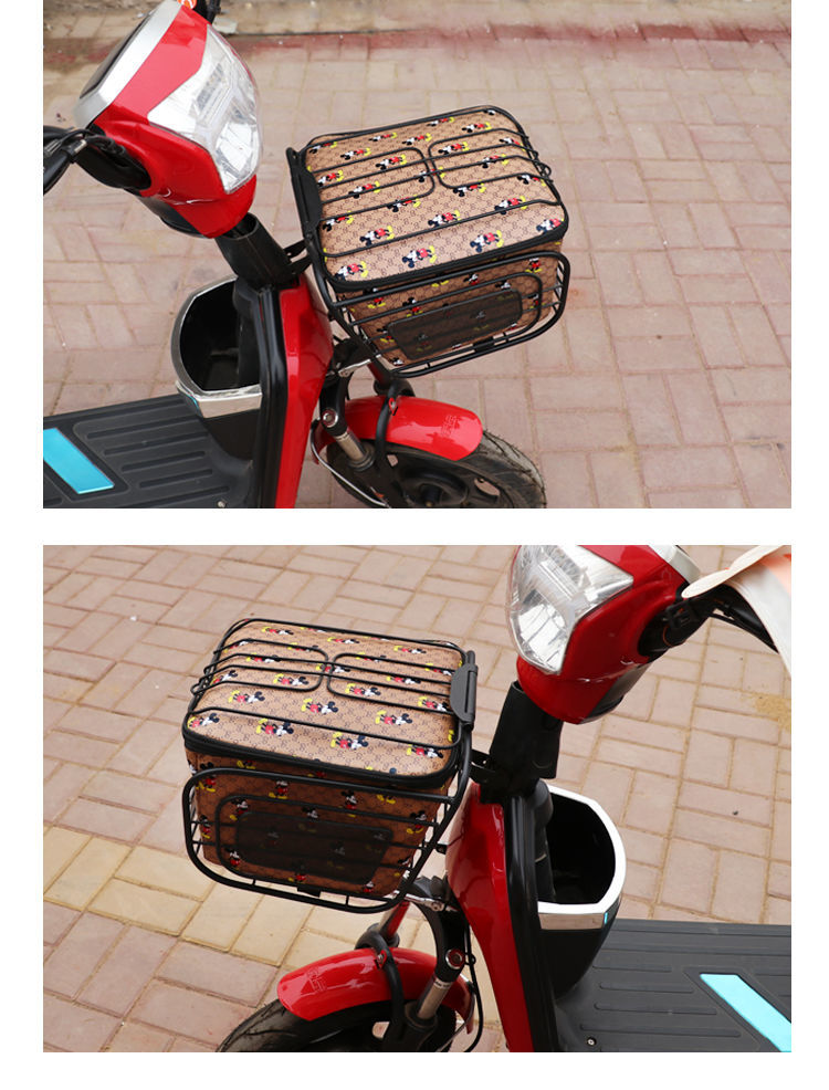 电动车车筐内胆防水布篮前车筐带盖子车篓自行车前置防漏皮革车包新款