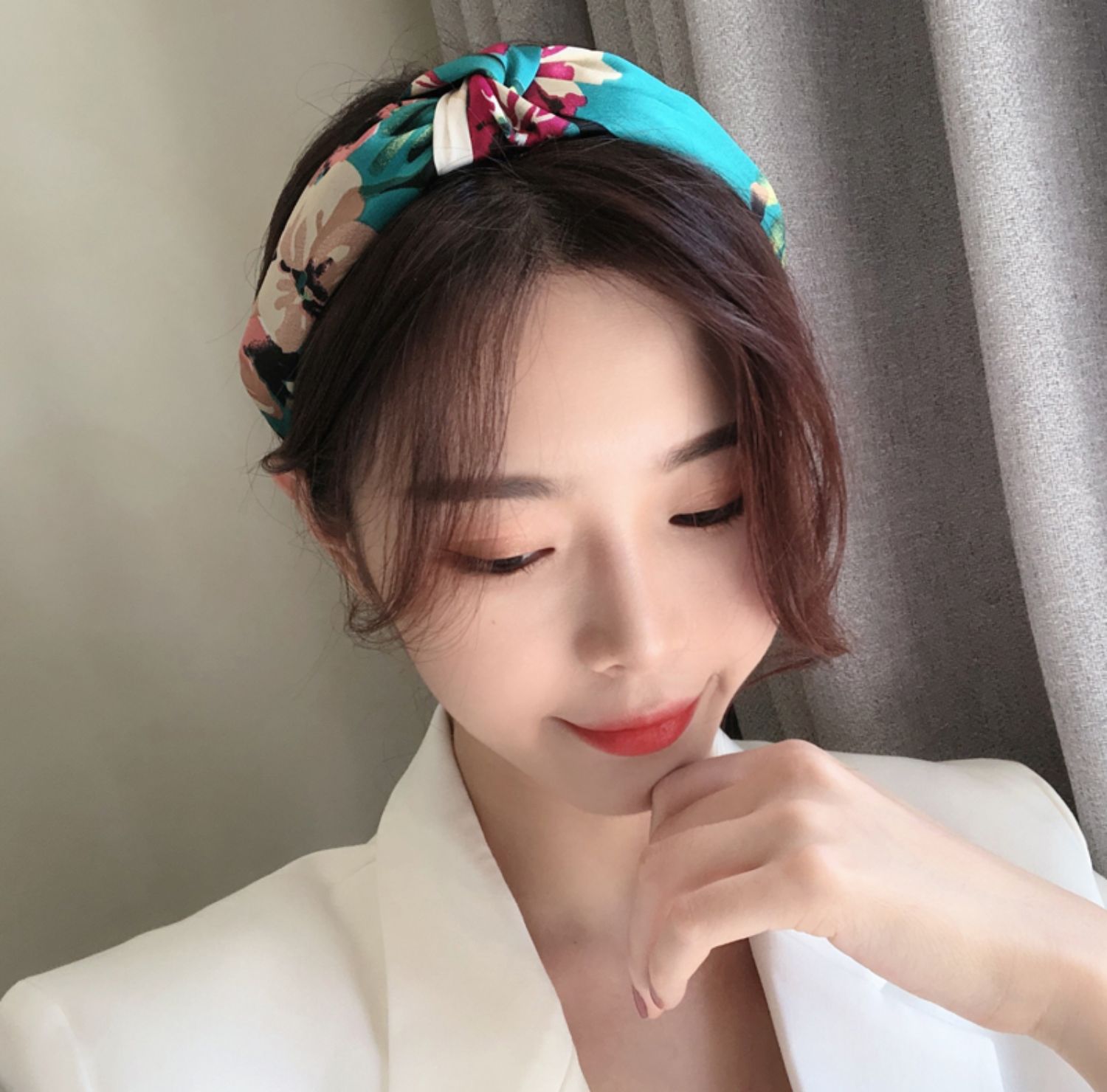 网红发箍女百搭外出韩版洗脸束发带头饰品发饰发卡防滑头箍 网纱卡其