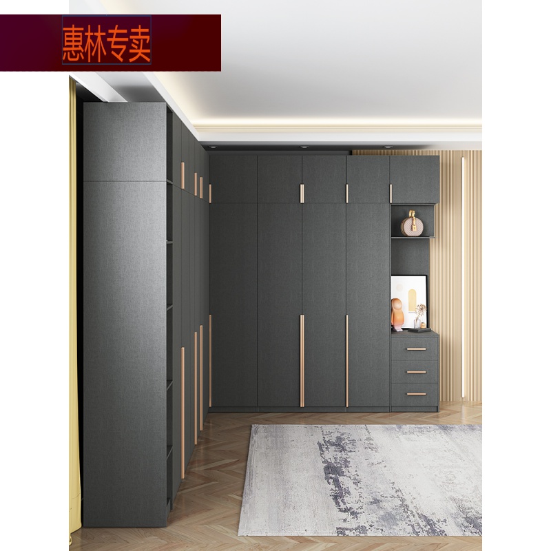 衣柜l型转角衣柜90度家用卧室小户型轻奢平开门组装7字拐角衣帽间柜子