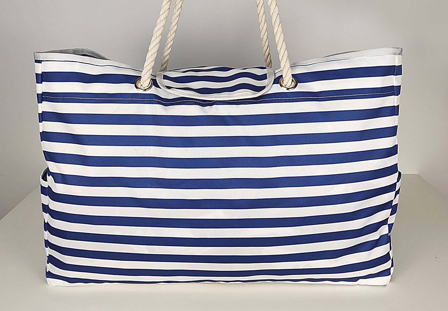 2022夏季大容量沙滩包蓝白条纹手提包跨境货源现货包包 沙滩包-蓝白