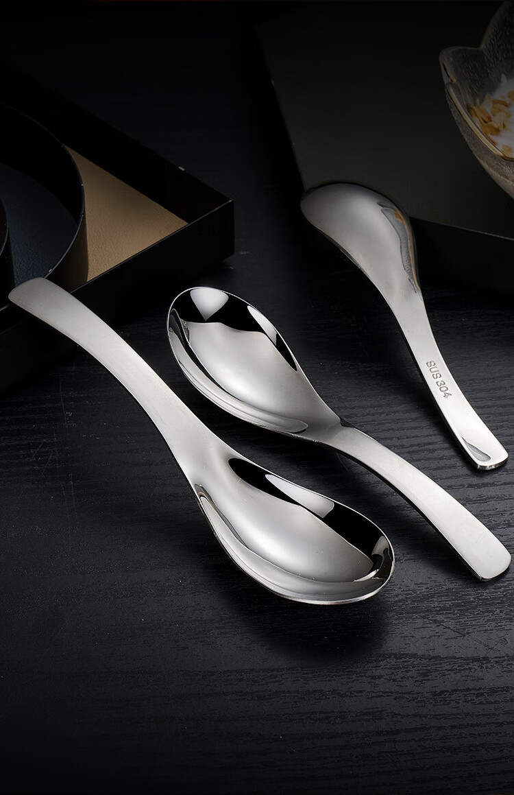 加厚304不锈钢勺子儿童汤勺饭勺不锈钢餐具中式汤勺调羹大号