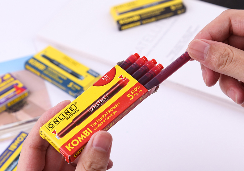 德国进口online欧领 5支装钢笔彩色长墨囊可替换墨水胆钢笔非碳素墨水