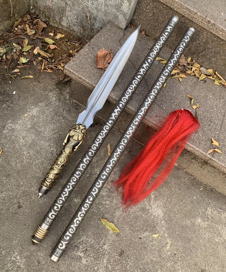 轻奢高端龙泉市花纹钢赵云枪霸王枪红缨枪头宝刀剑武术矛头未开刃烂花