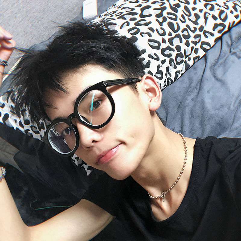 复古抖音眼镜男素颜黑框显脸小粗框眼睛架圆脸近视眼镜女学生韩版黑色