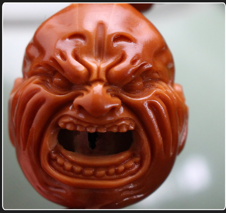 艾美福 山鬼恶僧橄榄核手串纯手工雕刻铁核肌肉恶僧佛爷橄榄胡手链