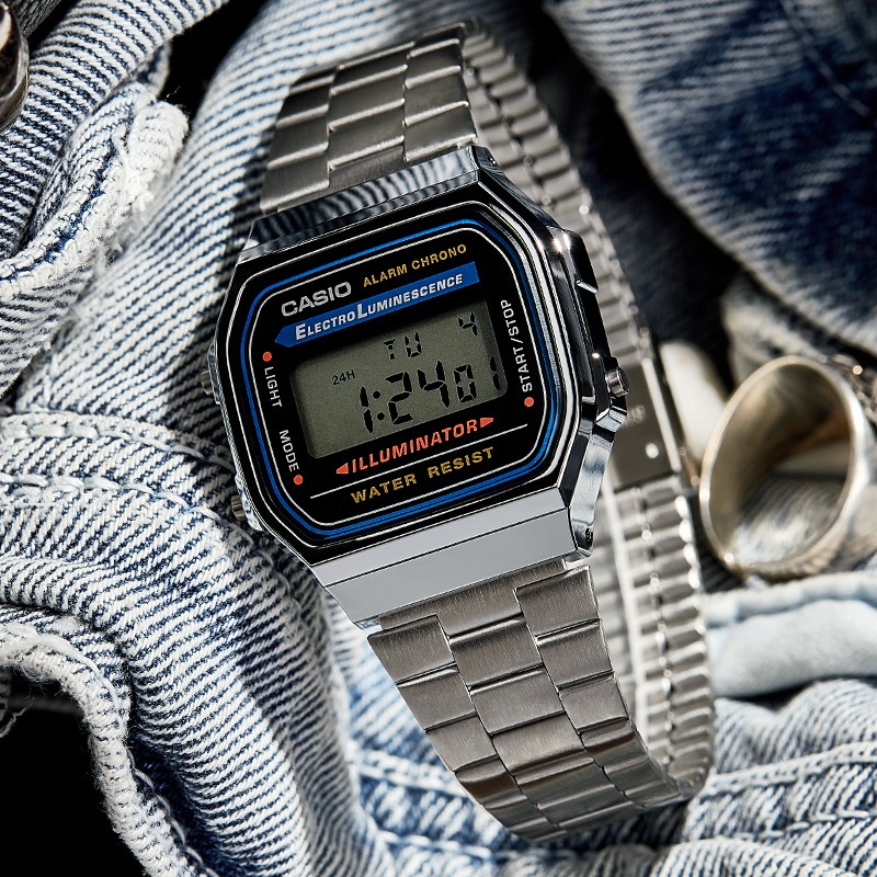 卡西欧小金表潮搭复古小方表手表女男多功能电子嘻哈表a168wa1wv