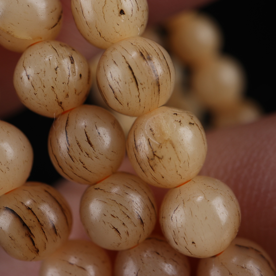 异地彩虹 老料手工打磨牦牛骨佛珠念珠藏式108颗灵骨手串项链