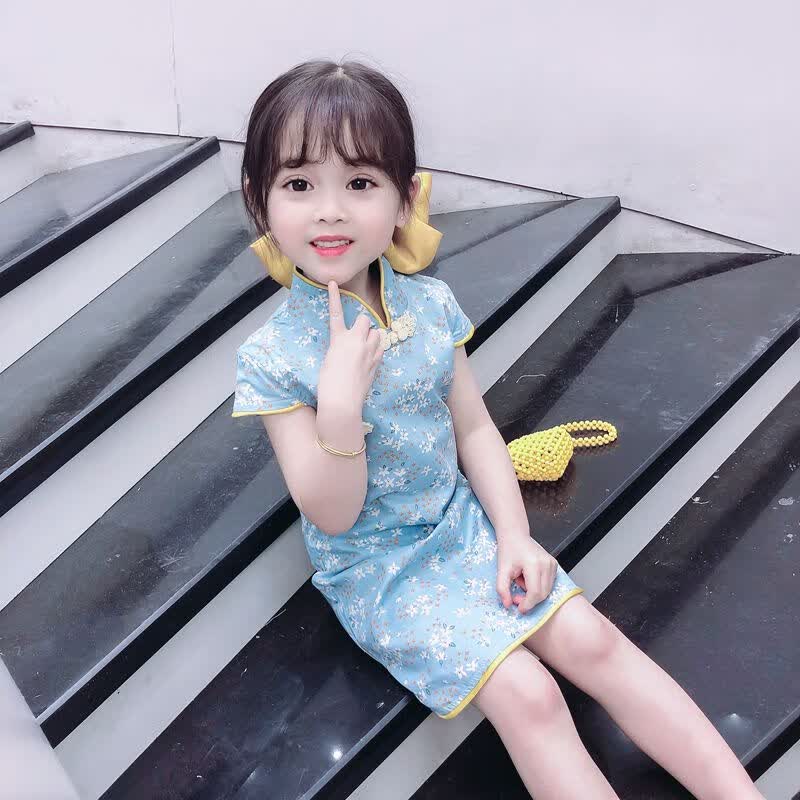 潮牌童装女婴裙子小女孩裙子15岁女宝宝清新儒雅连衣裙夏装中国风3