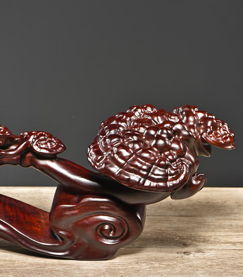 刺史黑檀木雕如意灵芝摆件整料实木质根雕红木工艺品家居玄关装饰礼品