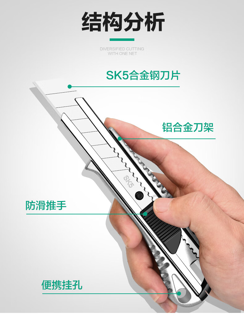 美工刀铝合金壁纸刀纸箱刀物流快递拆箱刀电商美工刀五金工具刀片 铝