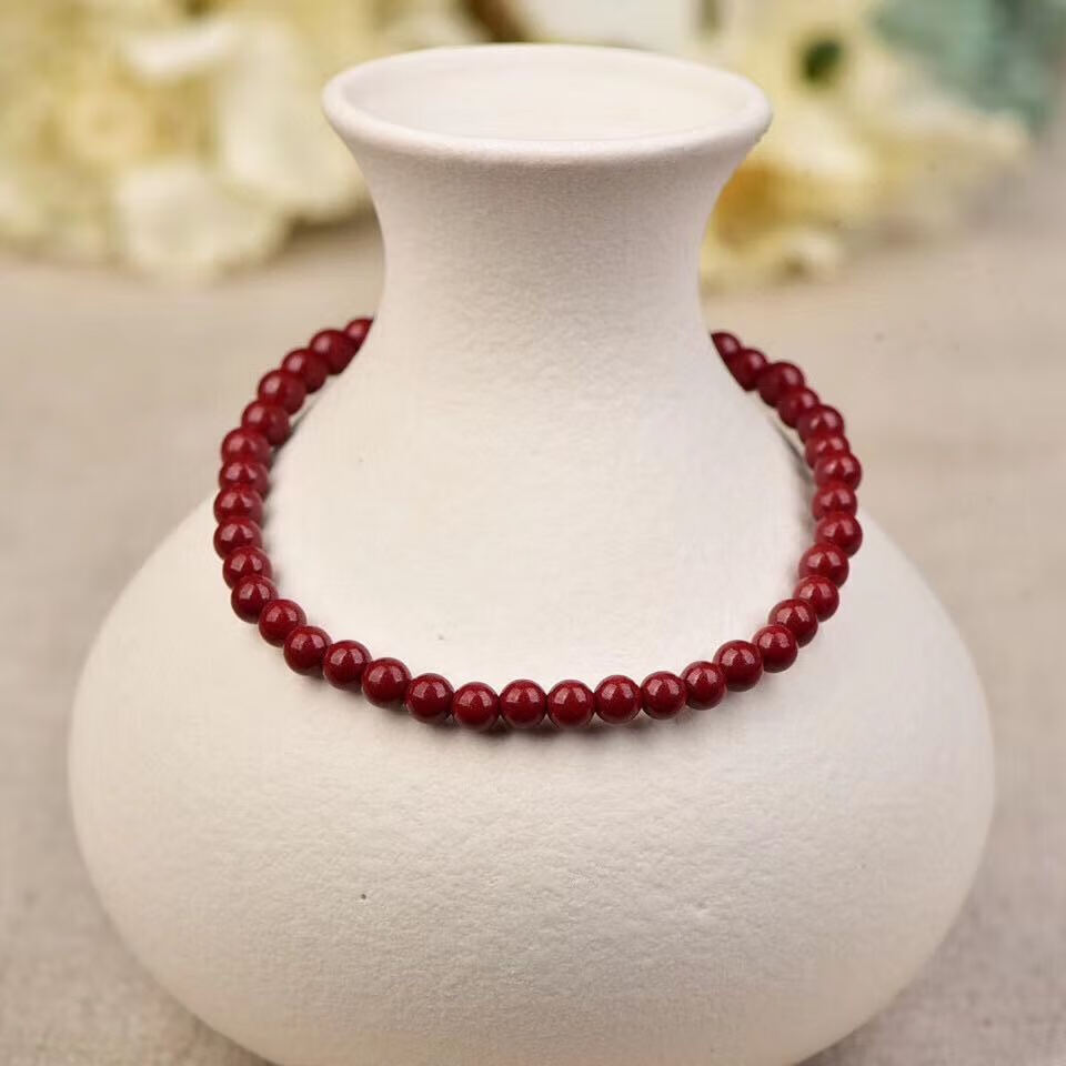 4mm朱砂手链女紫金砂手串本命年原矿原石晶体珠粉末4mm182颗四圈女款