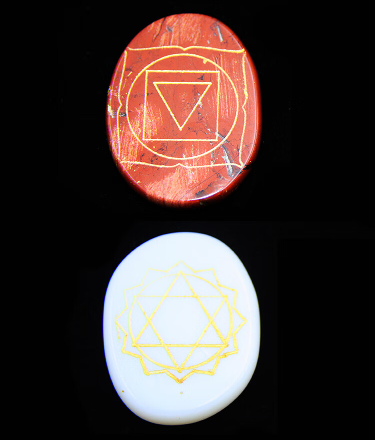 能量石 七脉轮符号水晶石疗愈 冥想 水晶原石 石头净化 七脉轮 七脉轮