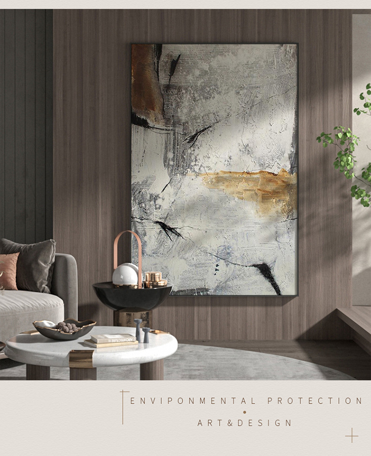 皓涛侘寂风后现代轻奢客厅玄关装饰画意式极简油画风背景墙壁竖版挂画