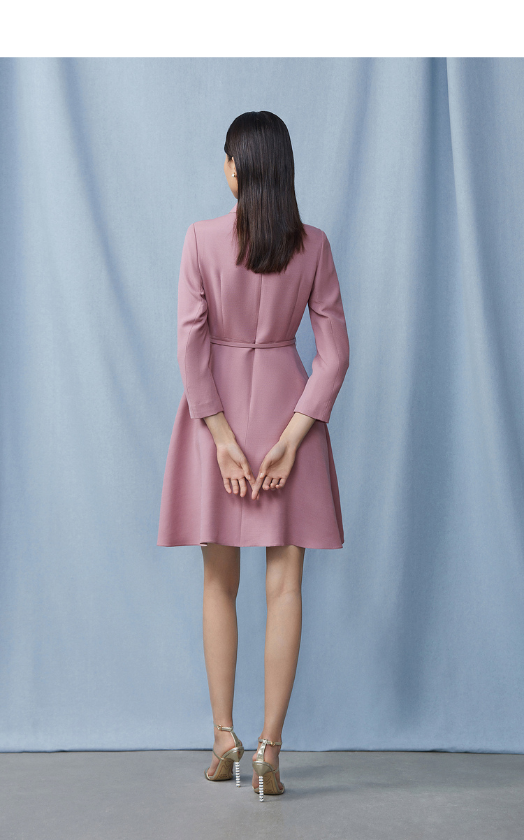 商场同款影儿songofsong歌中歌2020秋冬绵羊毛桑蚕丝衬衫领收腰连衣裙