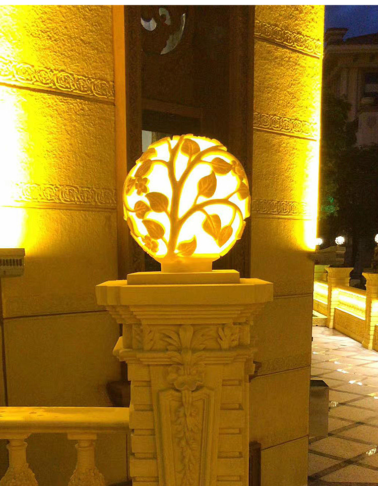 院子大门柱子上太阳能灯太阳能柱头灯围墙大门灯户外路灯防水砂岩园林