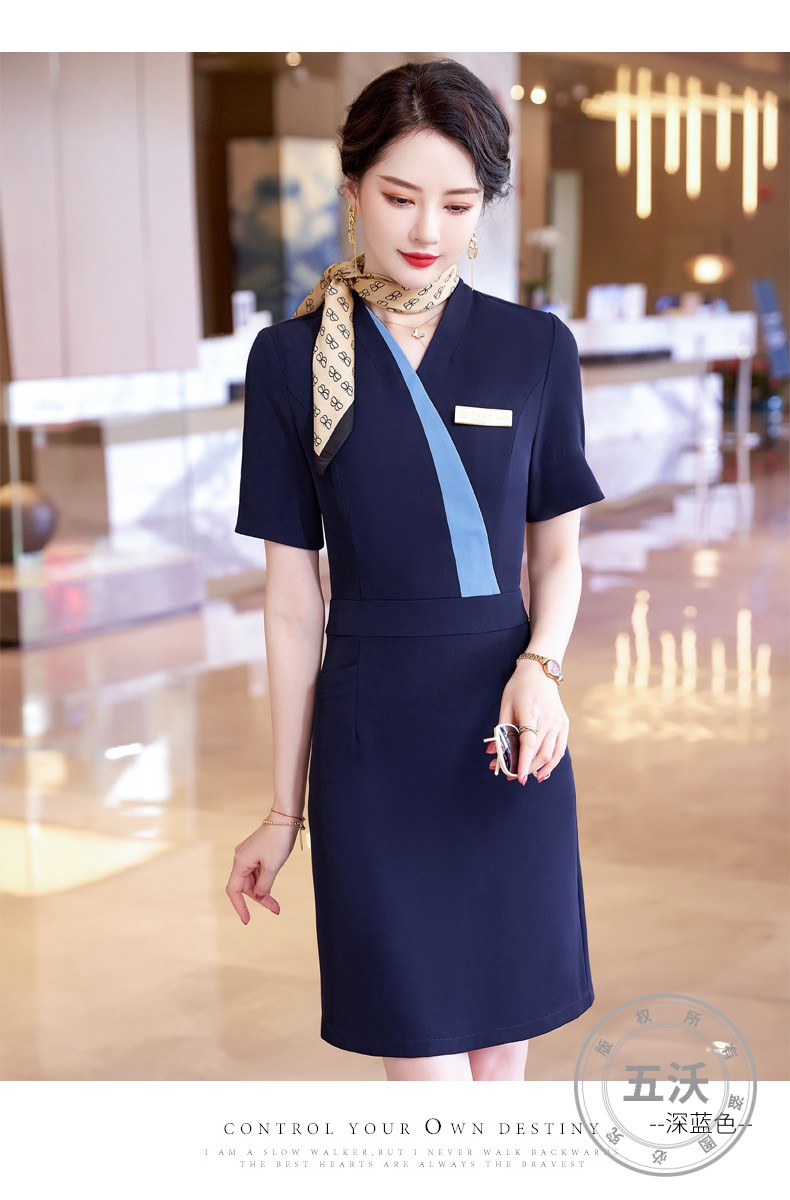 西装职业连衣裙女夏2022新款空姐名媛养生所美容师珠宝酒店前台礼仪工
