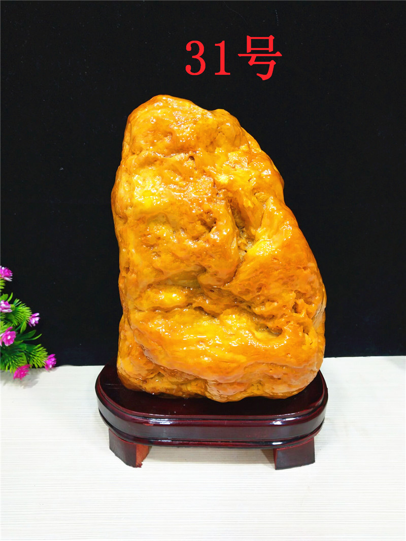 甲门jiamen奇石天然观赏石黄蜡石原石黄龙玉摆件风水