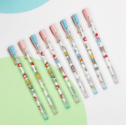 一木林可爱超萌对笔签字笔中性笔黑色05韩版创意少女心闺蜜笔情快乐