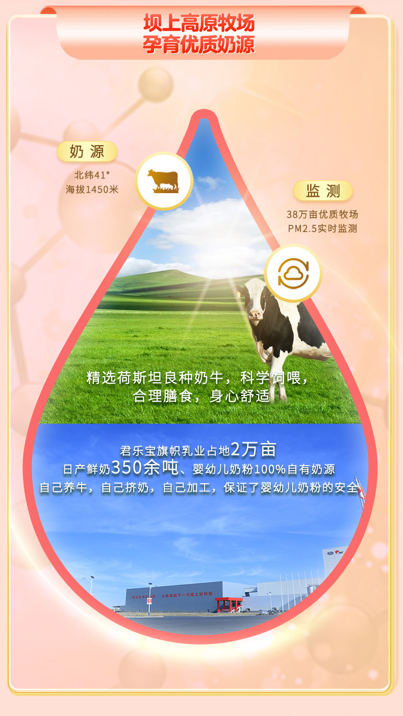 君乐宝旗帜奶粉2段红罐婴儿配方奶粉612月适用乳铁蛋白opo配方旗帜红