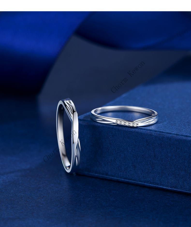 chorm kewon ck奢侈品牌18k金爱神丘比特情侣戒指女一对白金钻戒老婆