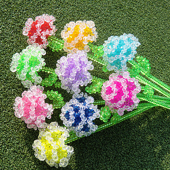 手工花制作材料 diy手工串珠玫瑰花材料包手工串珠花瓶材料包珠子花