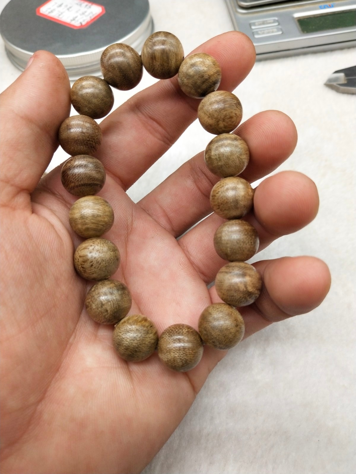 森洲 天然海南沉香尖峰岭黄油格沉香水格阁沉香老料12mm男女手串佛珠