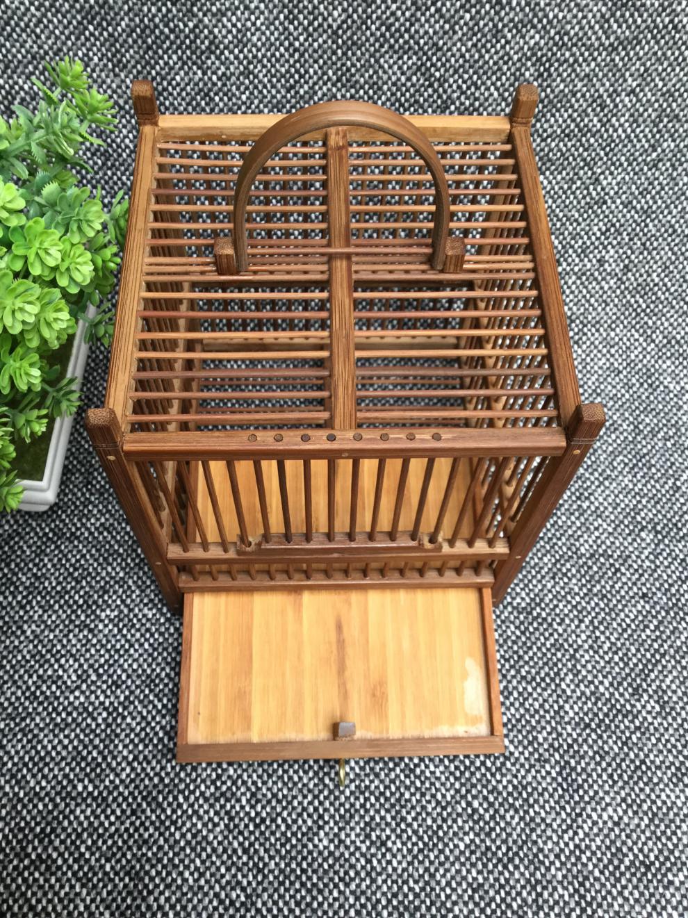 大空间带粪托纯手工天然竹制精制蝈蝈笼子鸣虫用具蛐蛐笼蟋蟀竹编碳化