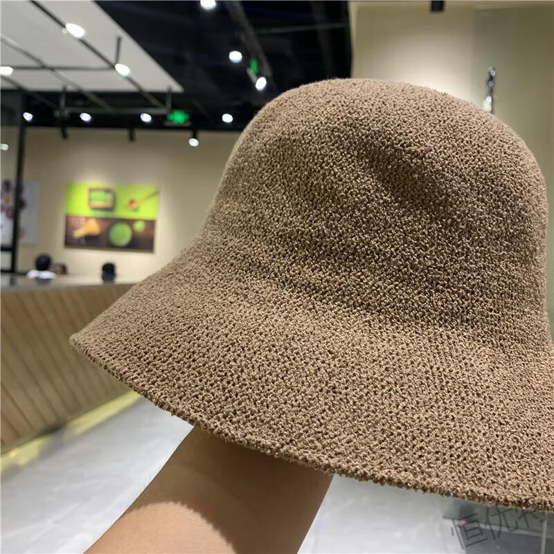 鱼夫女帽夏季女式亚麻渔夫帽夏天遮阳防晒大帽檐针织盆帽防晒帽棉麻帽