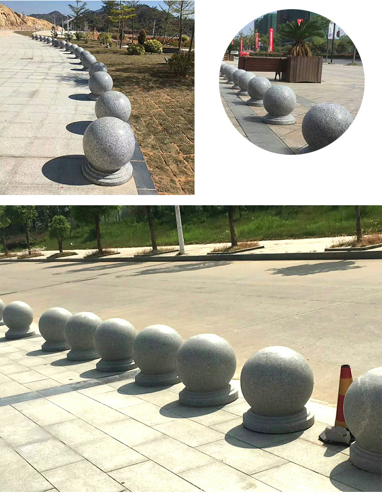 大理石挡车石花岗岩防撞石墩子广场公园阻车路障圆球学校石球门墩禄协