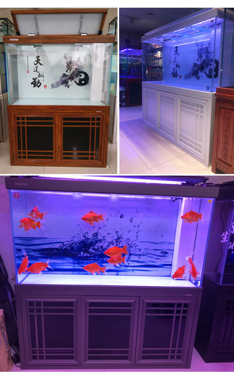 森森鱼缸中大型水族箱超白玻璃生态大鱼缸客厅下滤底过滤金鱼缸免换水