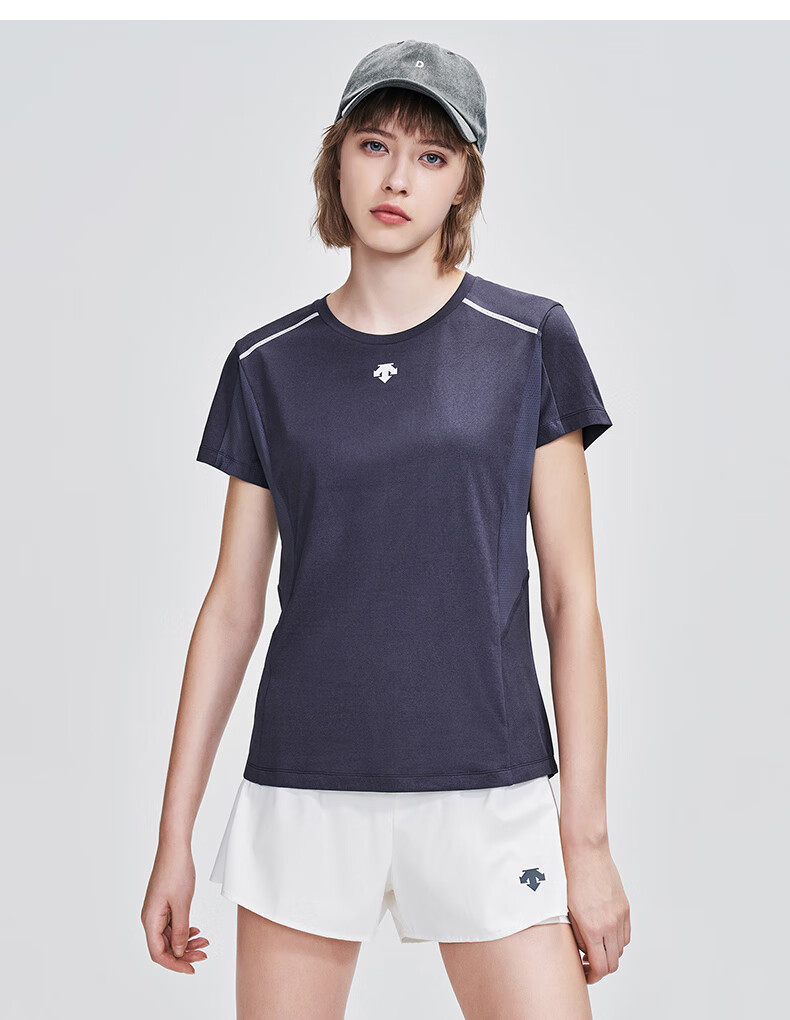 descente迪桑特womensrunning女子运动短袖t恤d1332rts01藏青色nvs160