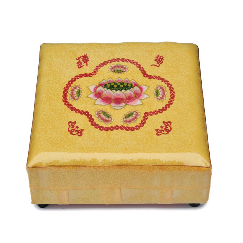 庄严品拜垫拜佛垫家用跪垫坐垫寺庙织花布莲花磕头方形蒲团16546x46cm