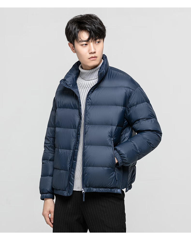 皮尔卡丹羽绒服男士短款2021年新款品牌面包服冬季外套轻薄羽绒服男