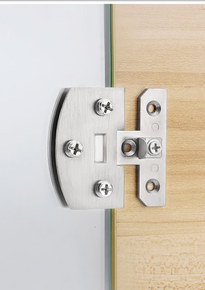 酒柜玻璃合页免开孔展示柜无框钢化玻璃专用铰链90度平开门免打孔