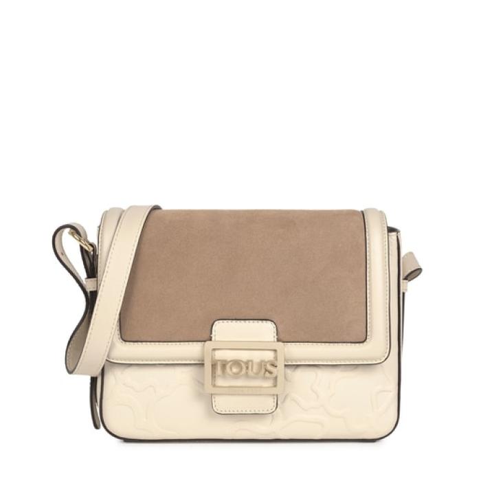 tous中号米色 tous icon 皮革斜挎包25x17x9cm white os【图片 价格 