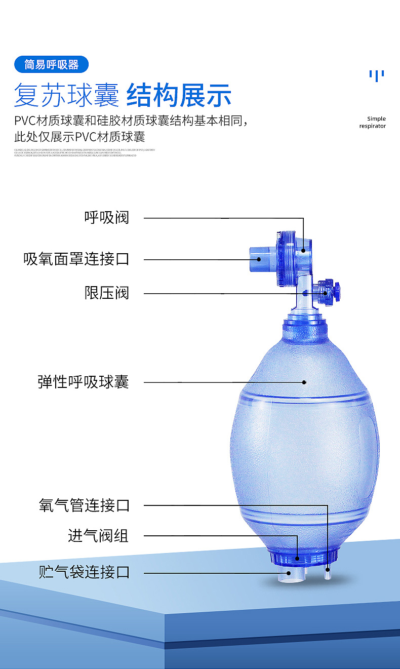 神鹿医用简易呼吸器pvc硅胶急救心肺复苏器代替人工呼吸机成人儿童