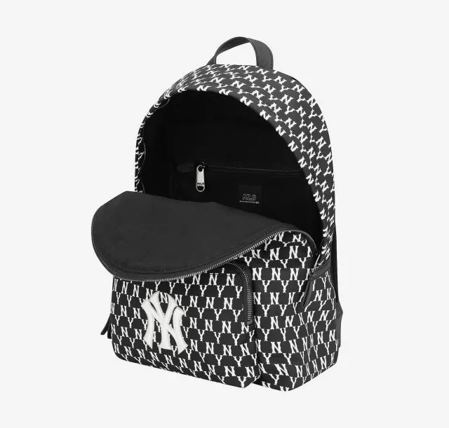 2022新款韩国mlb双肩包ny洋基队韩版老花满标刺绣大容量背包男女运动