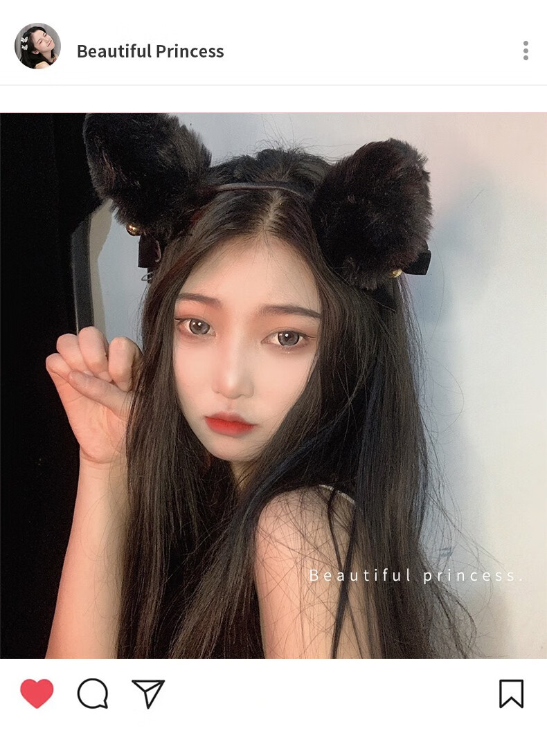 毛绒可爱猫耳朵发箍女网红洗脸狐狸头箍直播拍照表演发饰hj白色猫耳