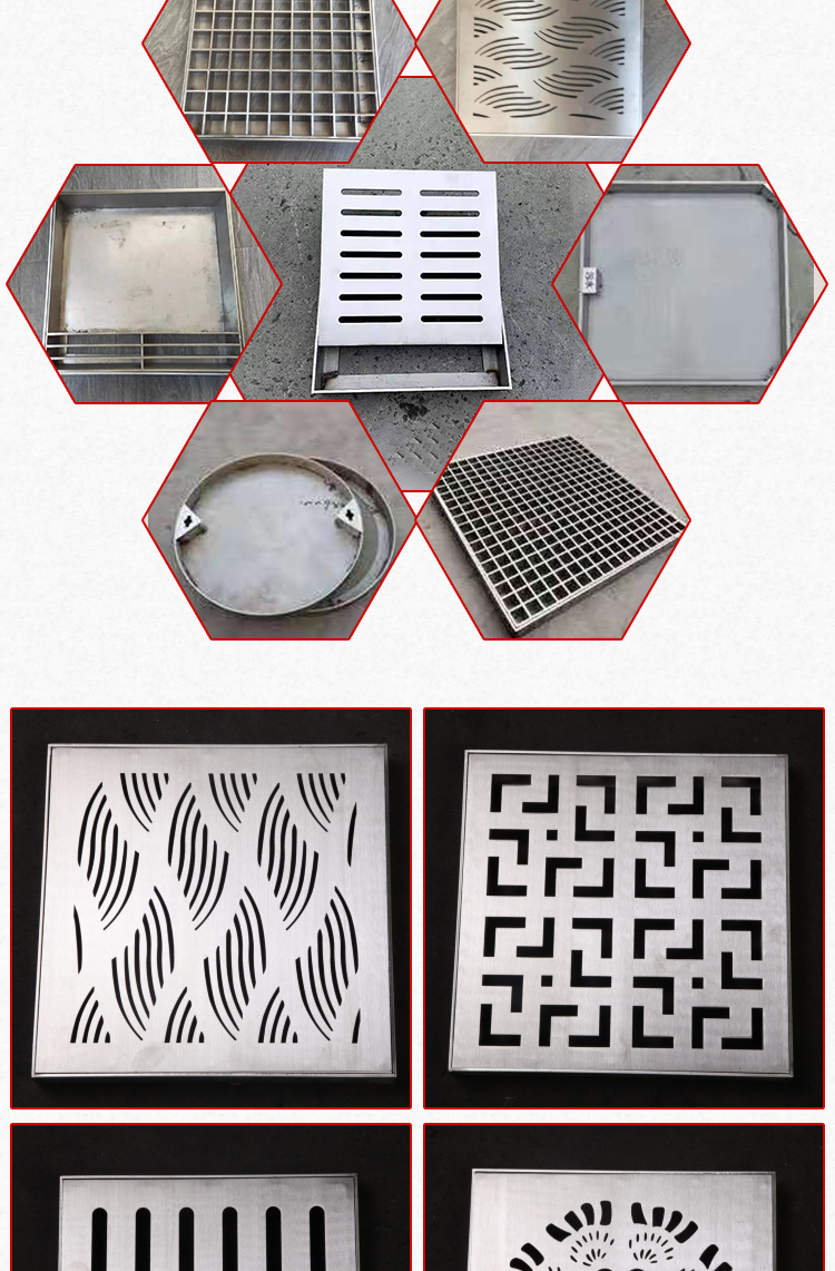 304不锈钢排水沟盖板300x300庭院地沟下水道雨水篦子盖板曦茵桐 图片
