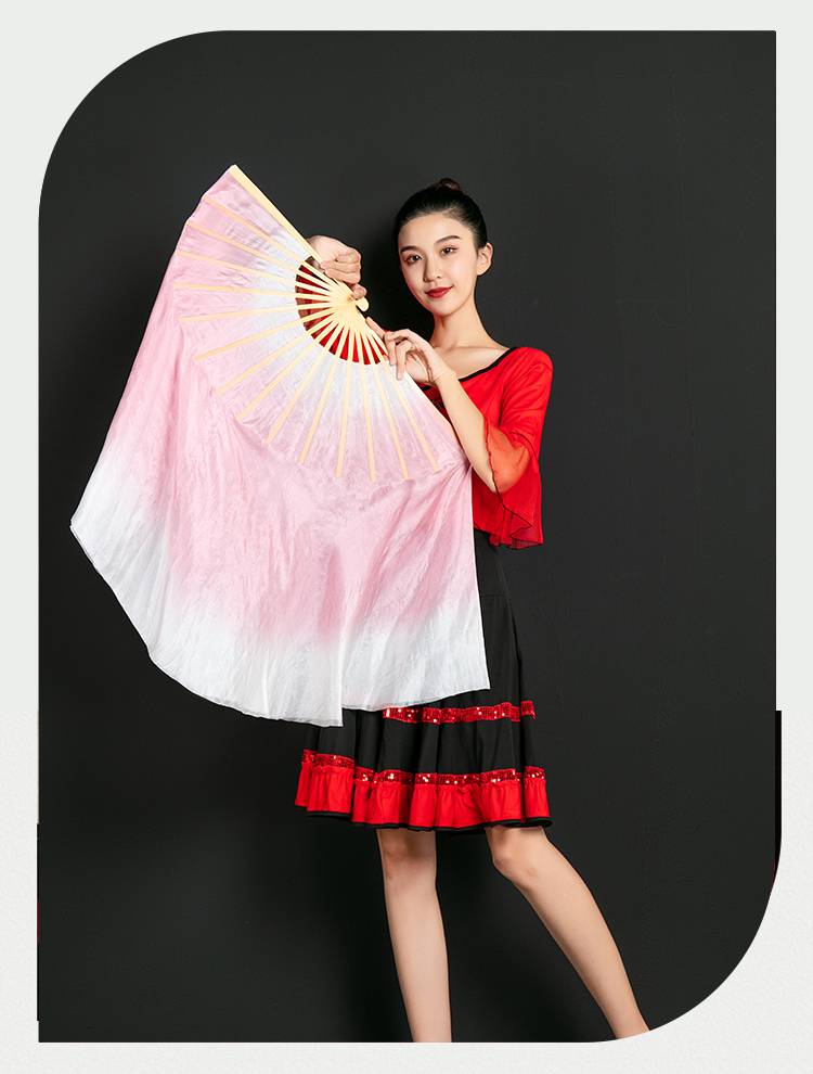 广场舞扇子道具 原版舞蹈点点记忆真丝舞蹈扇子丝巾组合渐变民族古典