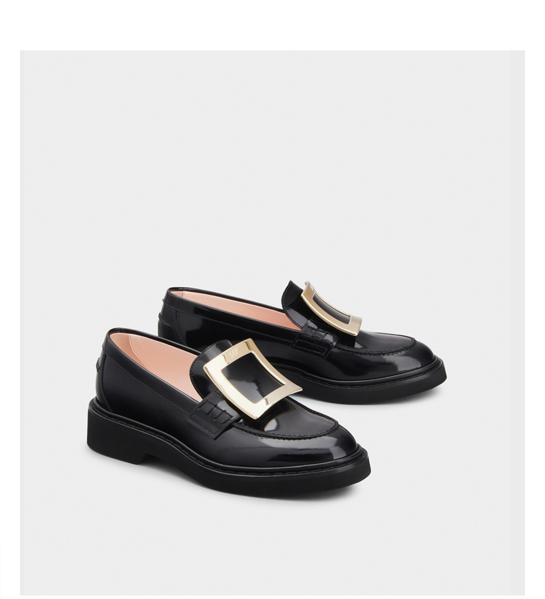 rogervivierrv女鞋vivrangers金属曲面方扣乐福鞋时尚复古厚底鞋单鞋