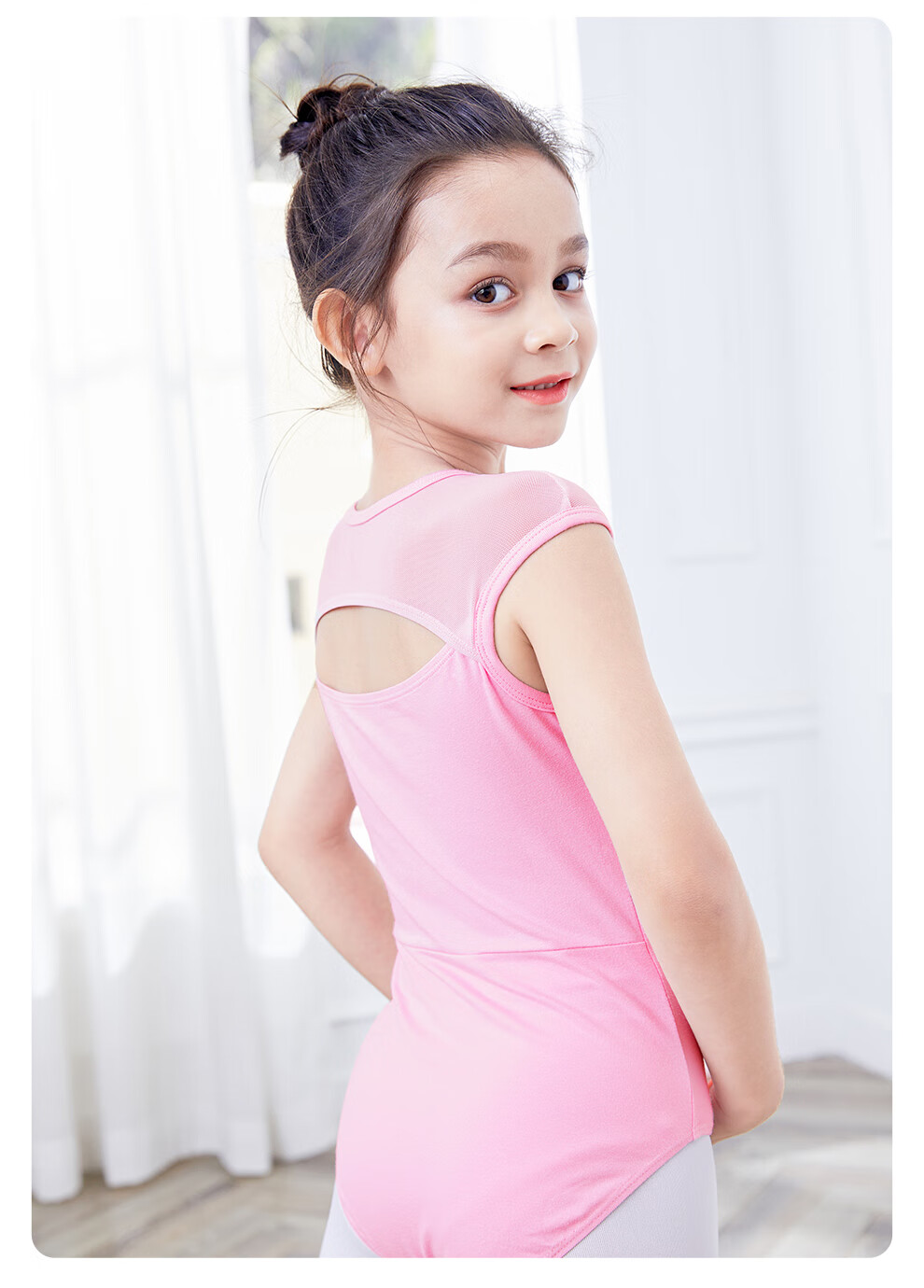 酷系儿童舞蹈服女童夏季练功服无袖网纱连体服女孩跳舞衣服芭蕾舞服装