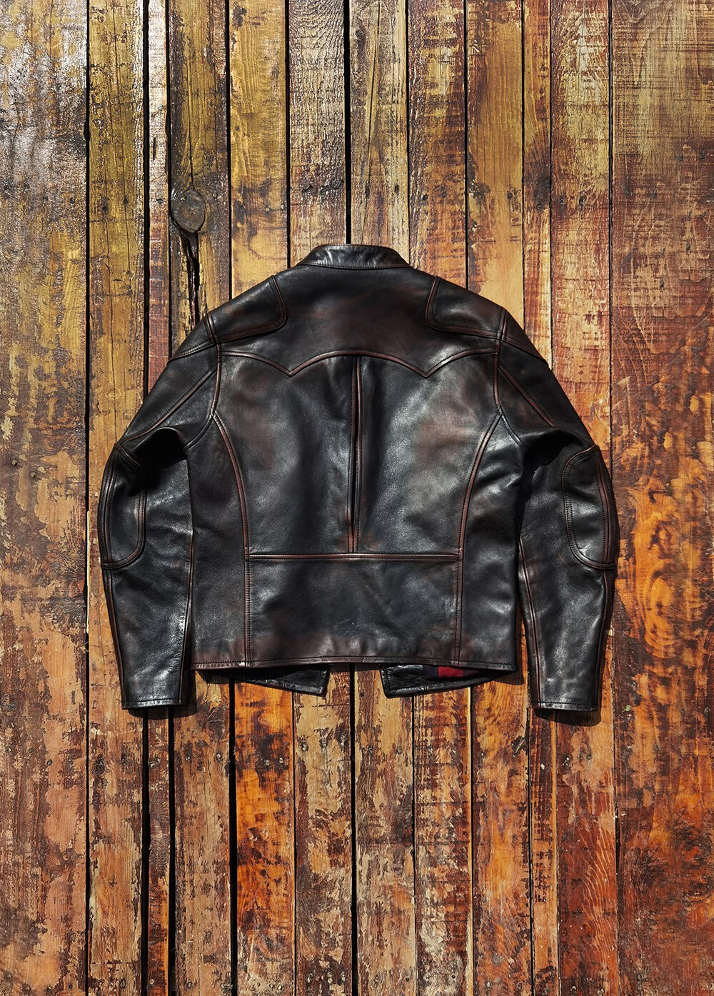 rrl皮衣毒液美式复古rrl毒液皮衣擦色做旧茶芯马皮立领机车夹克定制款