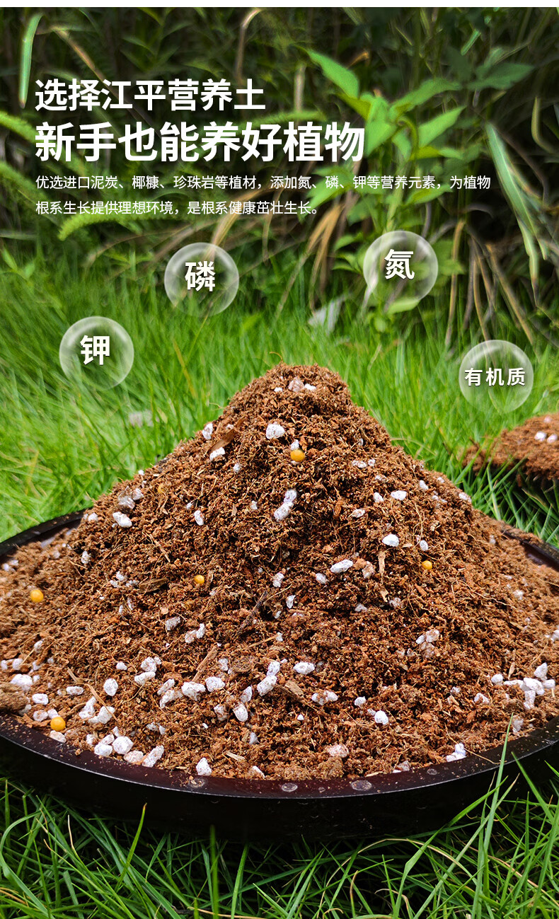 江平家庭园艺营养土养花专用多肉兰花果蔬通用型家用盆栽种植种花泥炭