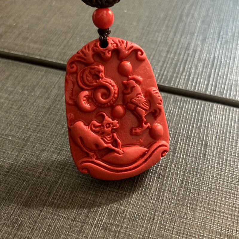 鸡蛇牛三合配饰朱砂三合牌吊坠猴鼠龙兔猪羊虎狗马蛇牛鸡十二生肖挂牌