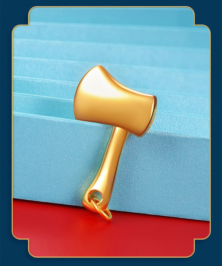 荟萃楼珠宝 3d硬金挂坠黄金吊坠足金斧头项坠 祈福系列·瑞智金斧